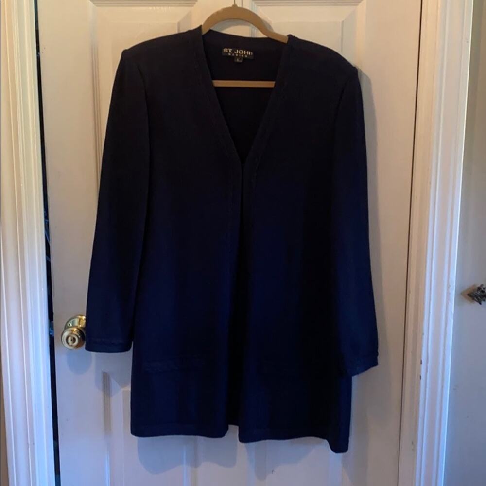 St John L navy knit jacket
